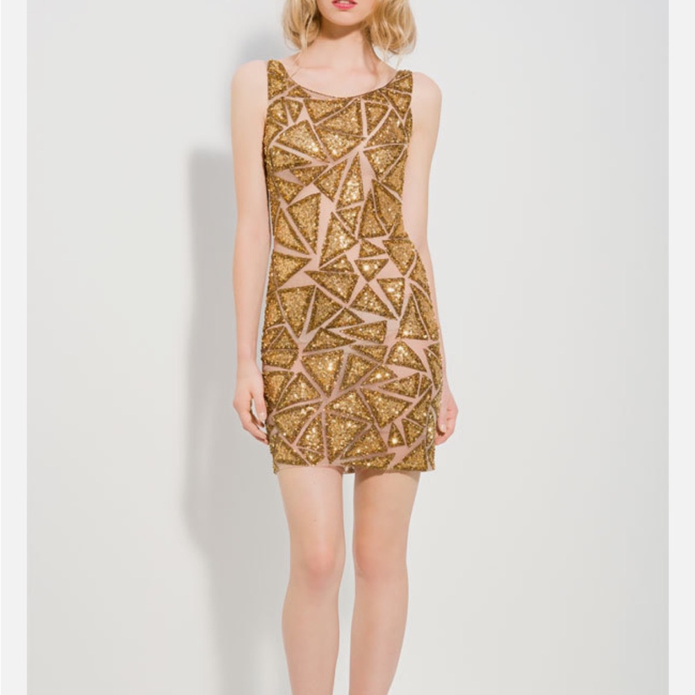 Alice + Olivia Gold Sequin Dress! Size 8!